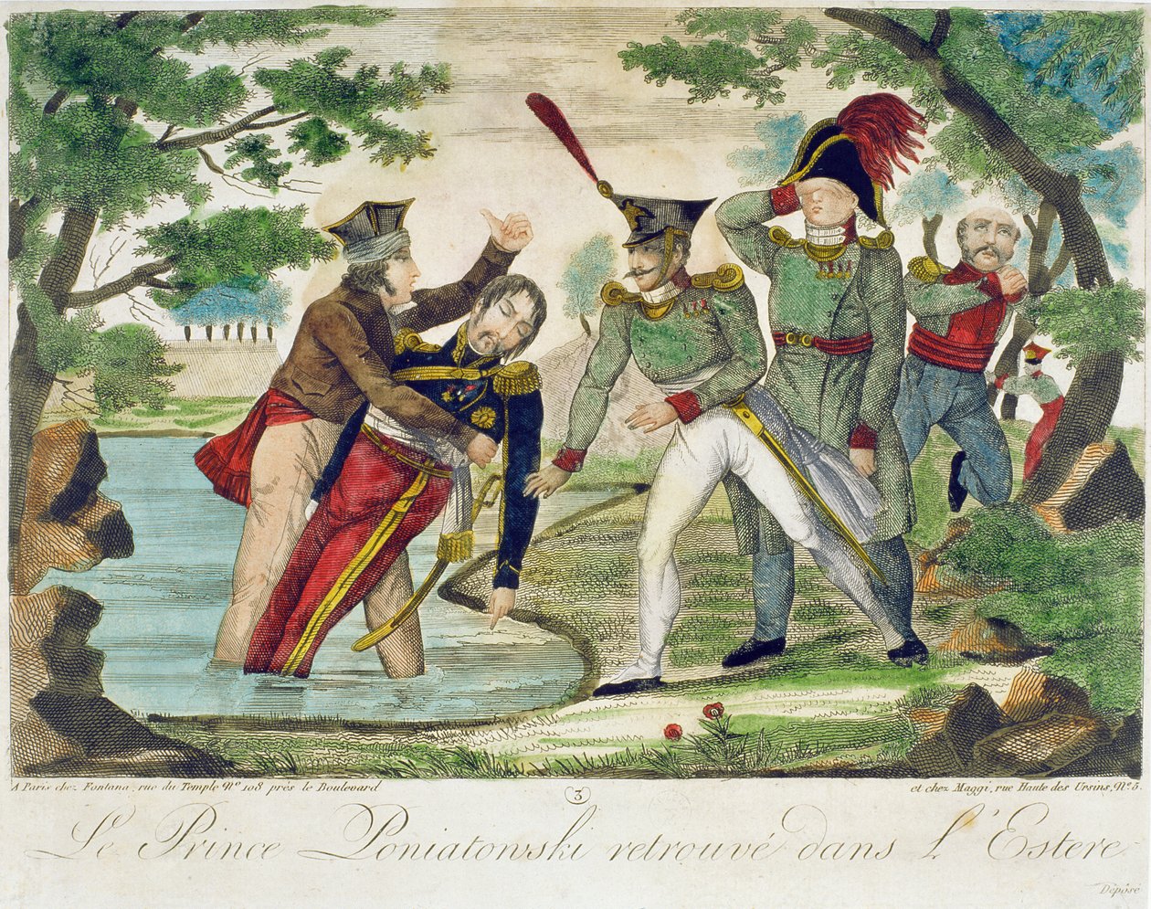 Vytažení prince Josepha Poniatowského (1763-1813) z řeky Elstera, 1813 od French School