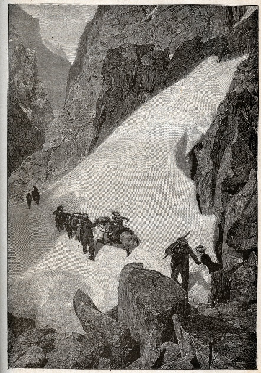 Pyreneje - výstup na Pic du Midi - rytina „“ PATRIE“ - PIQUE POPIS FRANCIE V 6 SVAZTECH LUCIEN HUARD - konec 19. stol. od French School