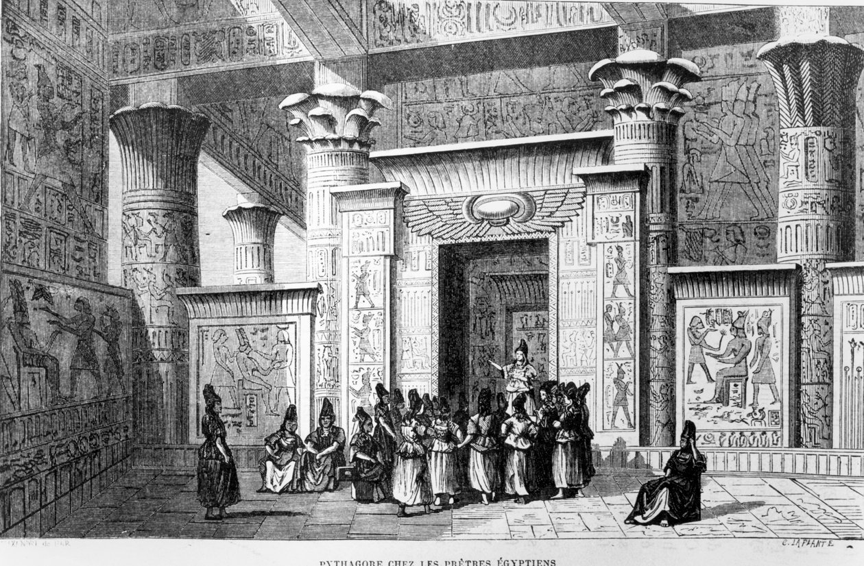 Pythagoras (asi 580-500 př.nl) s egyptskými kněžími od French School
