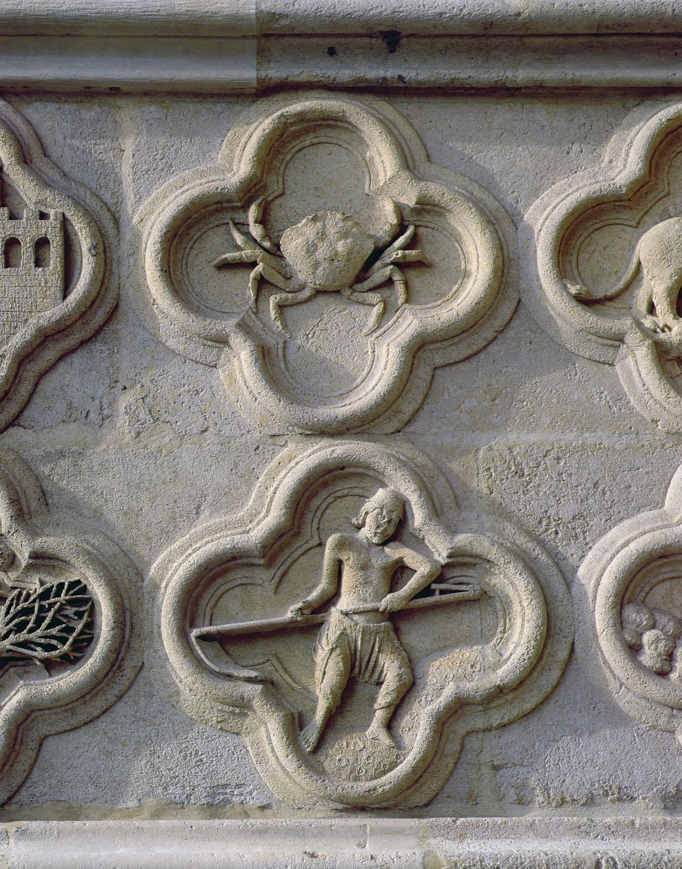 Čtyřlístky zobrazující Raka a června, kolem roku 1220 od French School