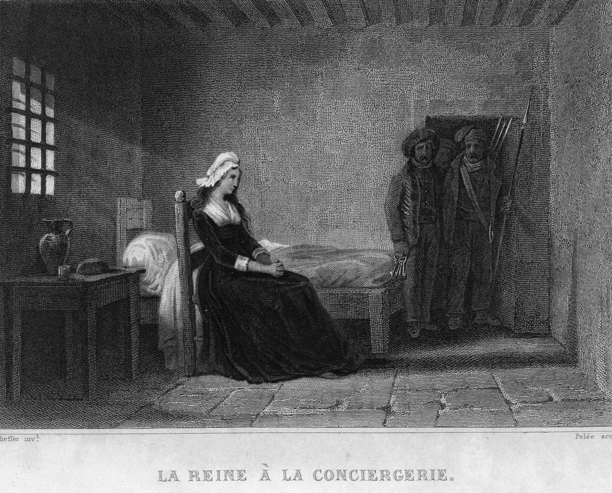 Královna Marie Antoinetta (Marie Antoinette) ve věznici Concierge - ve „Francouzské revoluci““ od Thierse. 19. století od French School