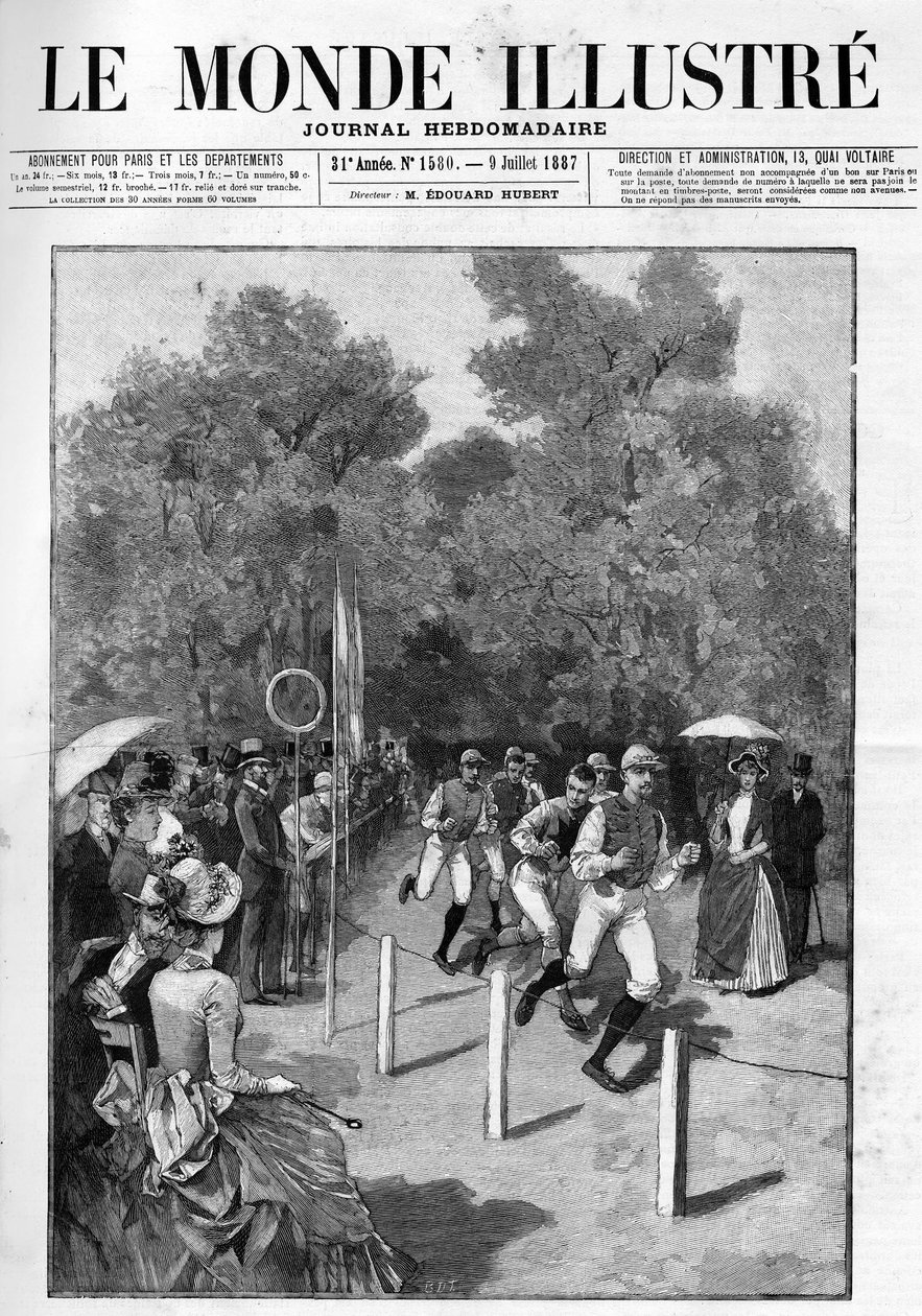 Závod závodního klubu v Bois de Boulogne v roce 1887. od French School