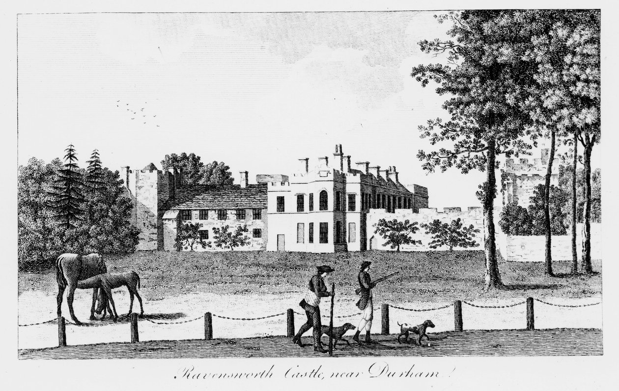 Hrad Ravensworth poblíž Durhamu, 19. století od French School