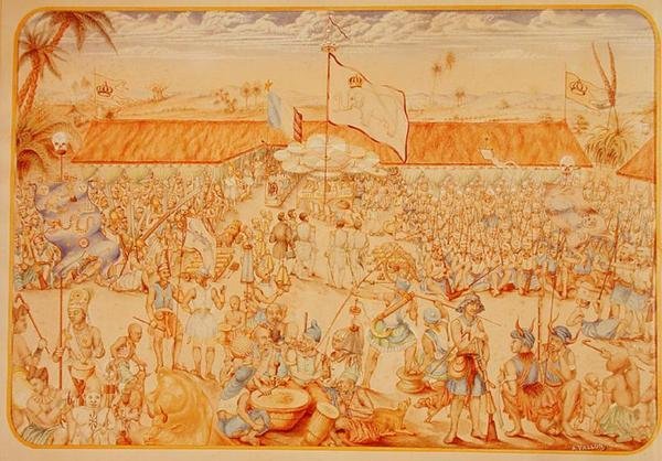 Přijetí od krále Dahomey pro francouzské vyslance od French School