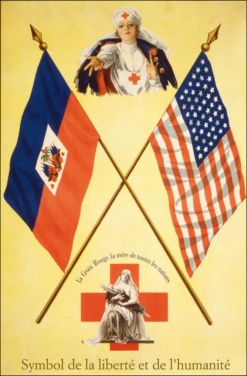 Plakát Červeného kříže „Symboly svobody a lidskosti – Červený kříž, matka všech národů“, sd. mezi lety 1914-1918. od French School