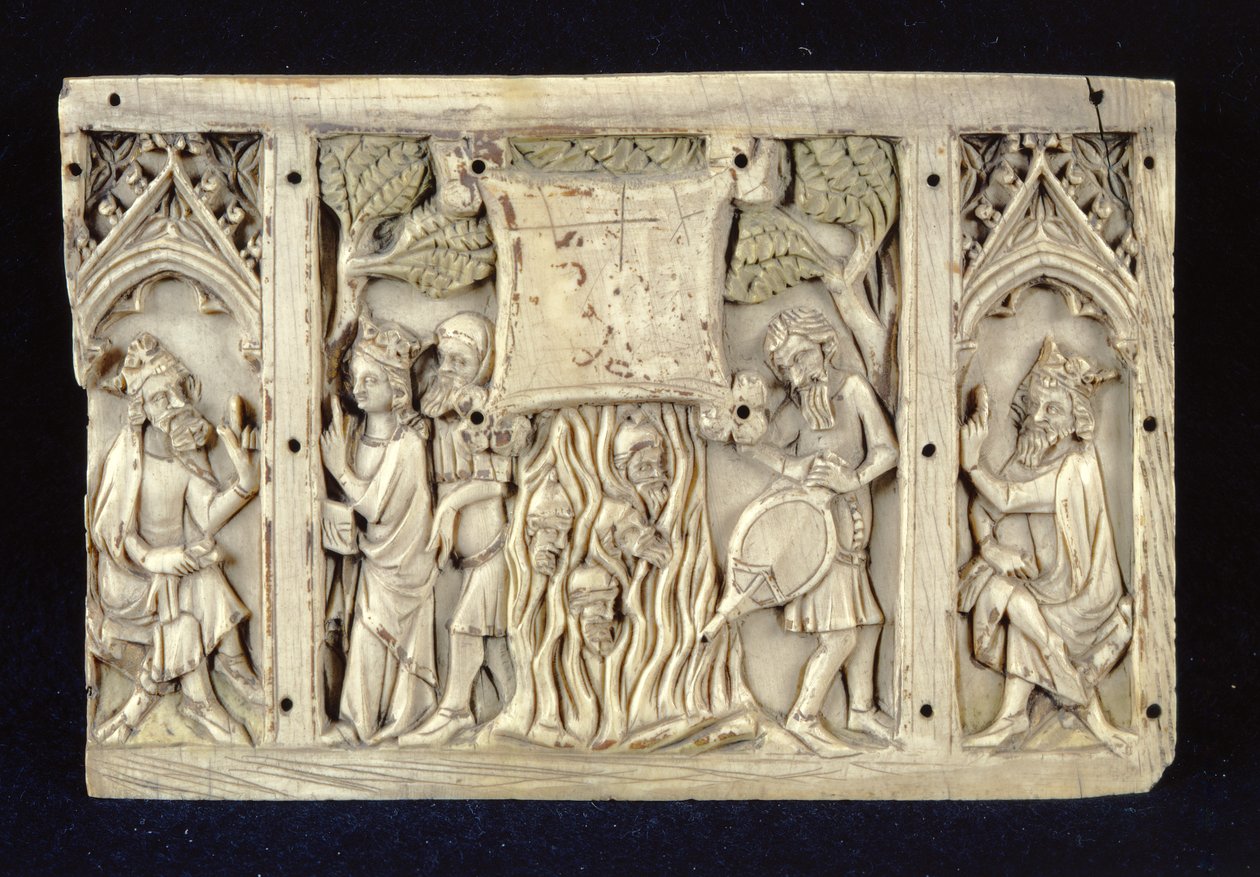 Reliéf zobrazující výjevy ze života svaté Kateřiny Alexandrijské, kolem 1370-80 od French School