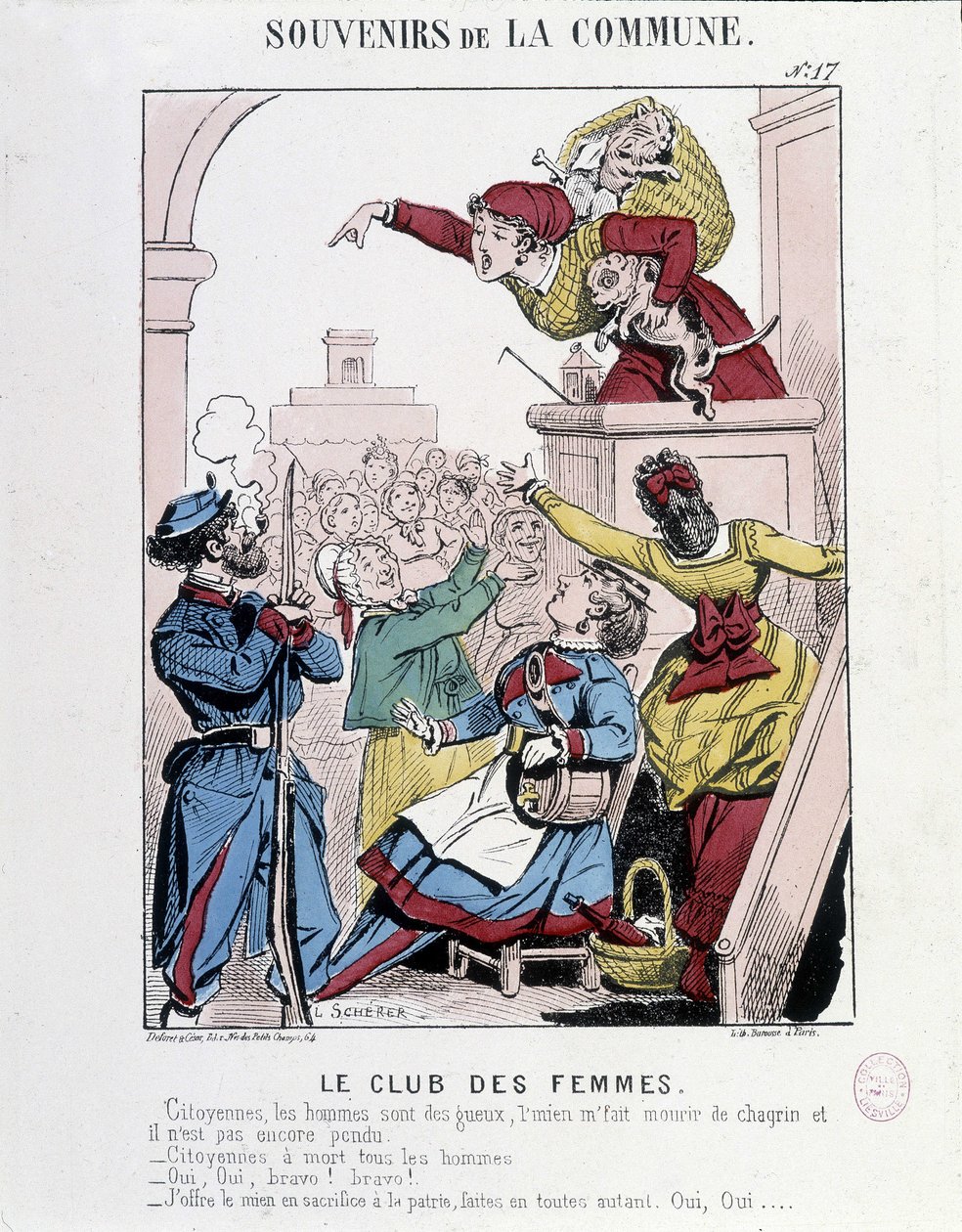 Vzpomínka na komunu: Klub žen - karikatura, Musee Carnavalet od French School