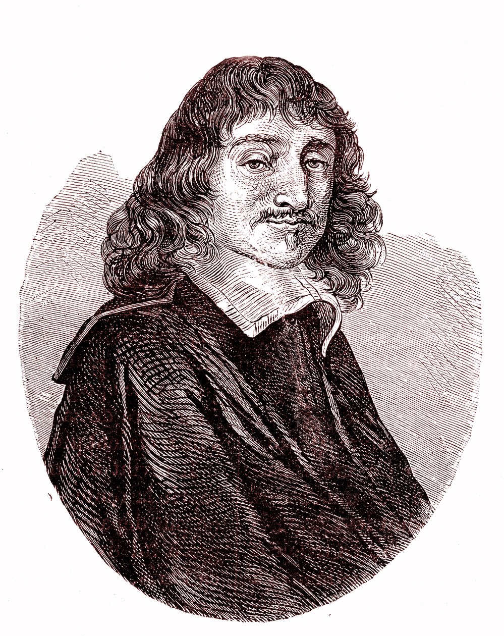 René Descartes , francouzský fyzik, matematik, filozof. 1865 (rytina) od French School