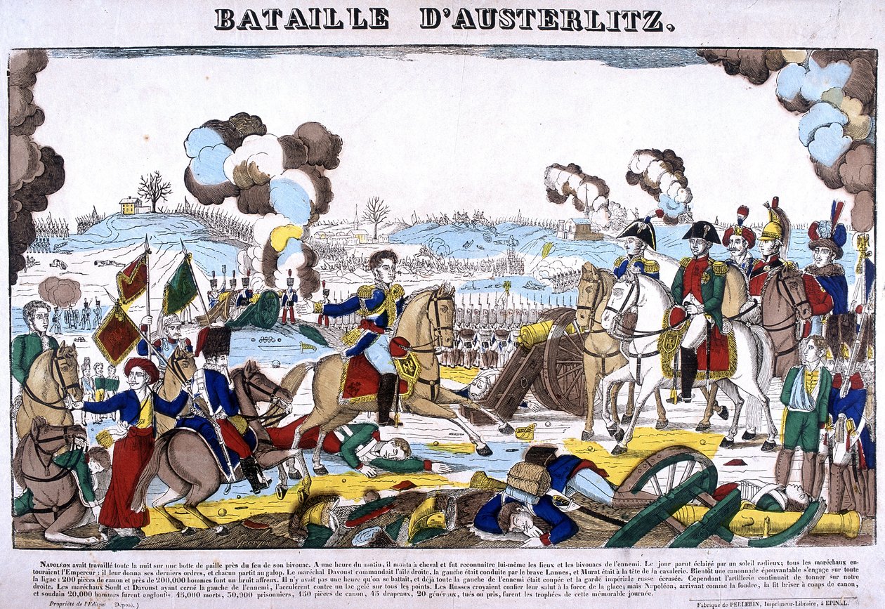 Reprezentace bitvy u Slavkova, neboli bitvy tří císařů, dne 2.12.1805. Obrázek Epinal od French School