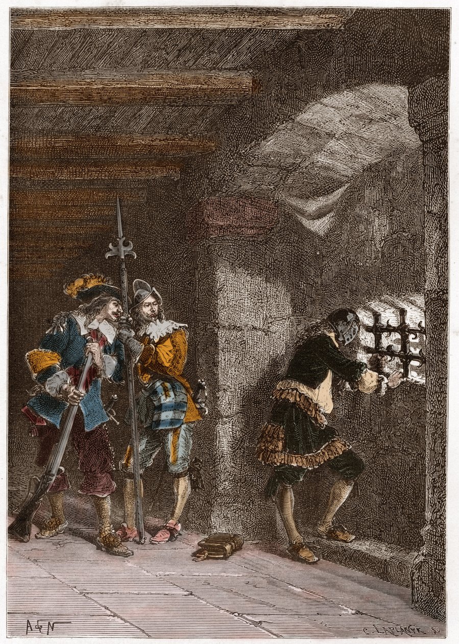 Reprezentace železné masky (zemřel 1703) uvězněná na ostrově Sainte Marguerite od French School