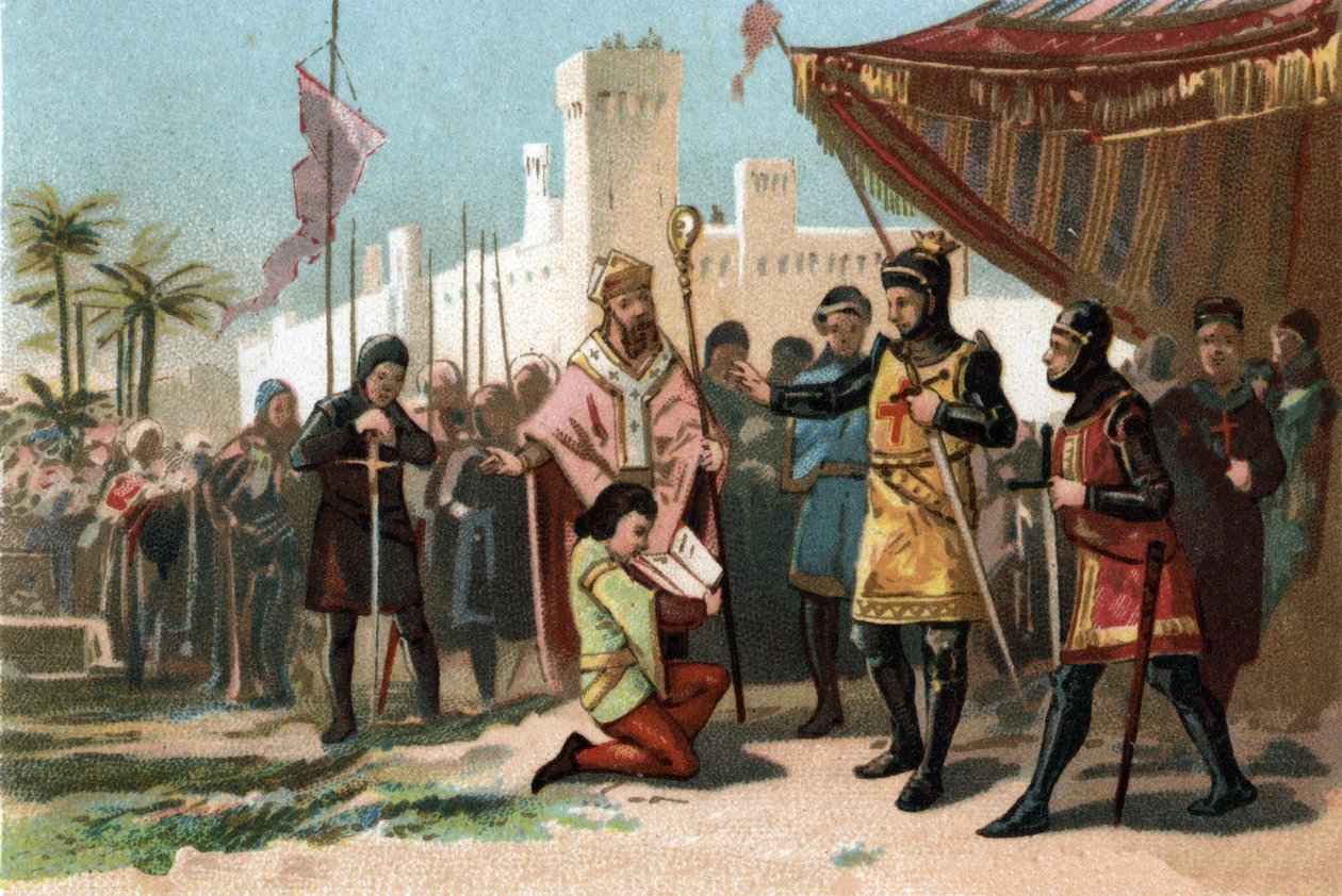 Znázornění listin o uznání zavedené králem Filipem III. Hardi (1270-1285). Chromolitografie kolem roku 1890. od French School
