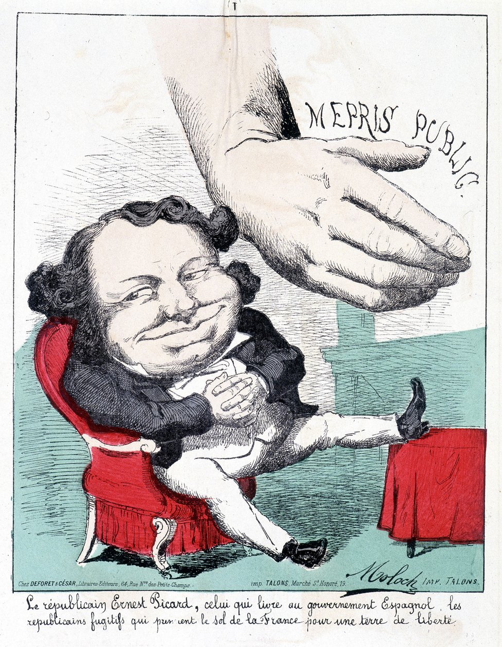 Republikán Ernest Picard, ten, kdo doručí španělské vládě uprchlé republikány, kteří vezmou francouzskou půdu za zemi svobody. od French School
