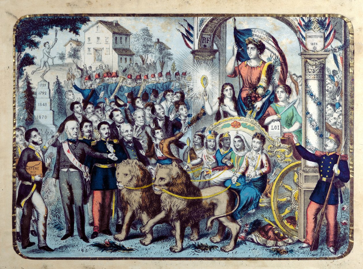 Republikánská alegorie oslavující francouzskou ústavu z roku 1876 od French School
