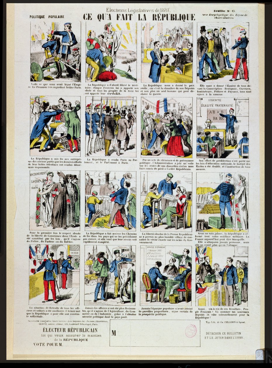 Republikánská propaganda na podporu založení Třetí republiky, kolem roku 1881 (viz také 162979 a 162980) od French School