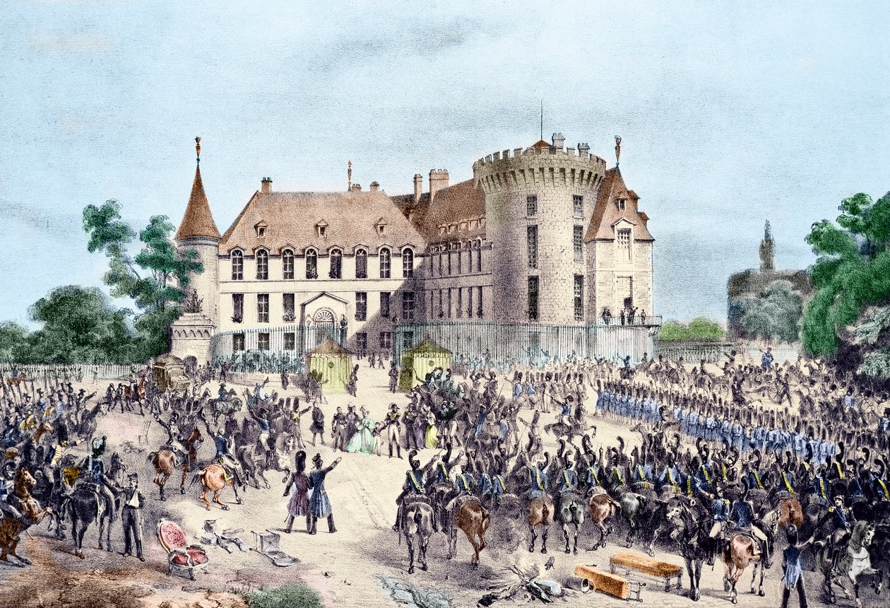 Revoluce z roku 1830, Charles X představuje Národní gardě (rytina) od French School