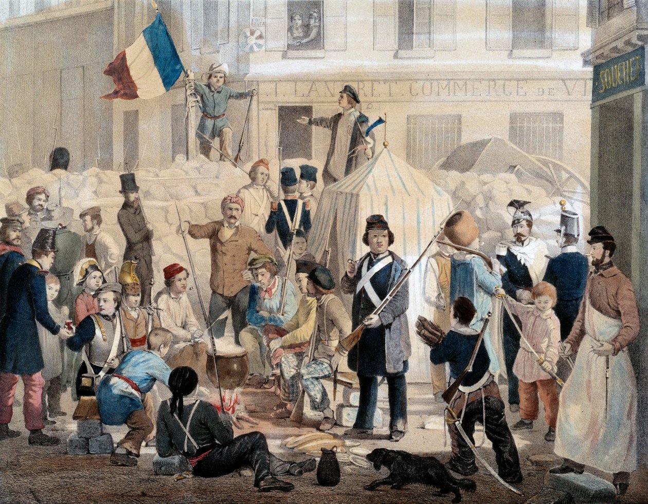 Revoluce 1848: Barikáda rue Coquenard (25. února od French School