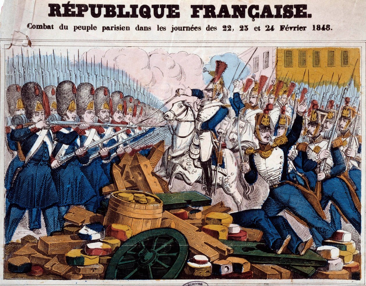 Revoluce 1848: boj pařížského lidu na barikádách ve dnech 22., 23. a 24. února od French School