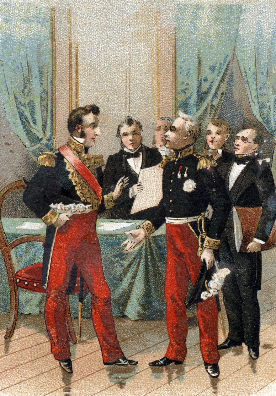 Revoluce z července 1830: „Jsi nejlepší z republik““ věta, kterou řekl La fayette (Lafayette) vévodovi z Orleansu, který se 26. července 1830 stal francouzským králem Ludvíkem Filipem I. (1773-1850). . od French School