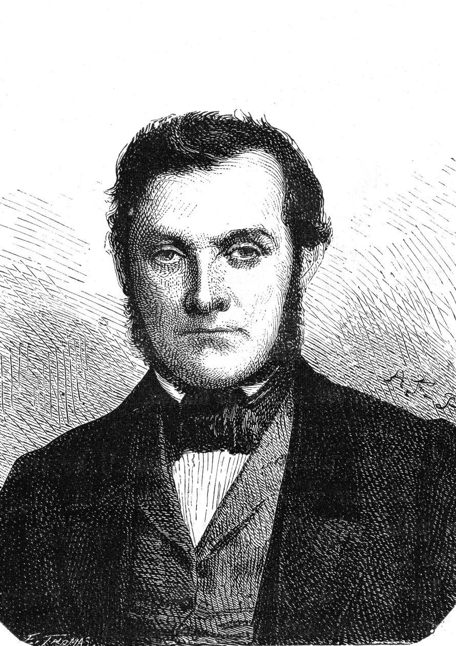 Richard Wilhelm BUNSEN (1811-1899), německý chemik objevil cesium a rubidium. Rytina 1867 od French School