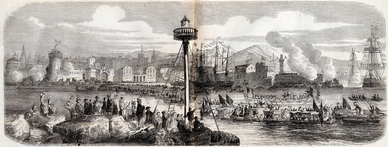 Risorgimento - (Válka proti Rakousku) - Livorno Vylodění francouzské armády pod velením prince Napoleona (Napoleon Jerome Bonaparte) - 23. května od French School