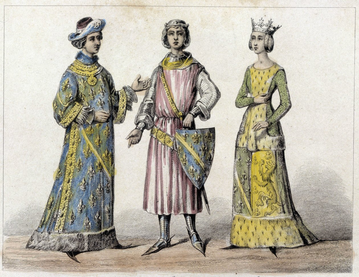 Robert Francouzský a Beatrice Burgundská, jeho manželka, král Francie. od French School