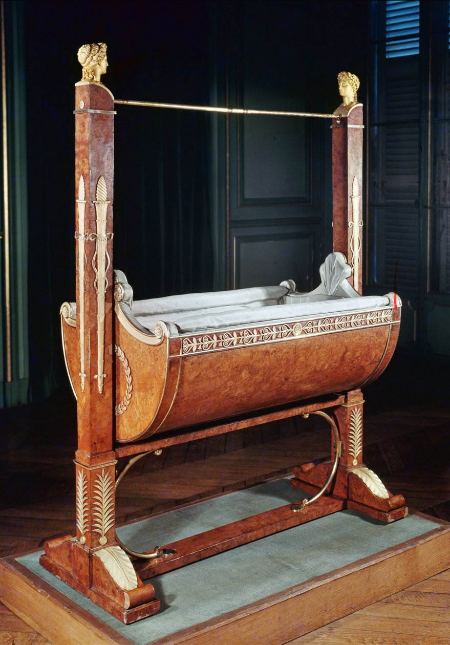 Houpací kolébka římského krále, ze Saint-Cloud, 1811-15 (jilmové dřevo) od French School