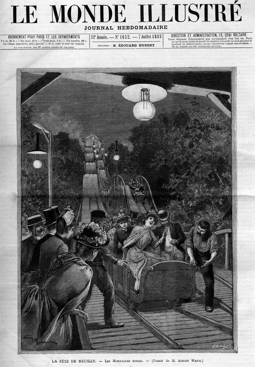 Horská dráha, na svátku Neuilly sur Seine, červenec 1888. Obálka novin „The Illustrous World““. od French School