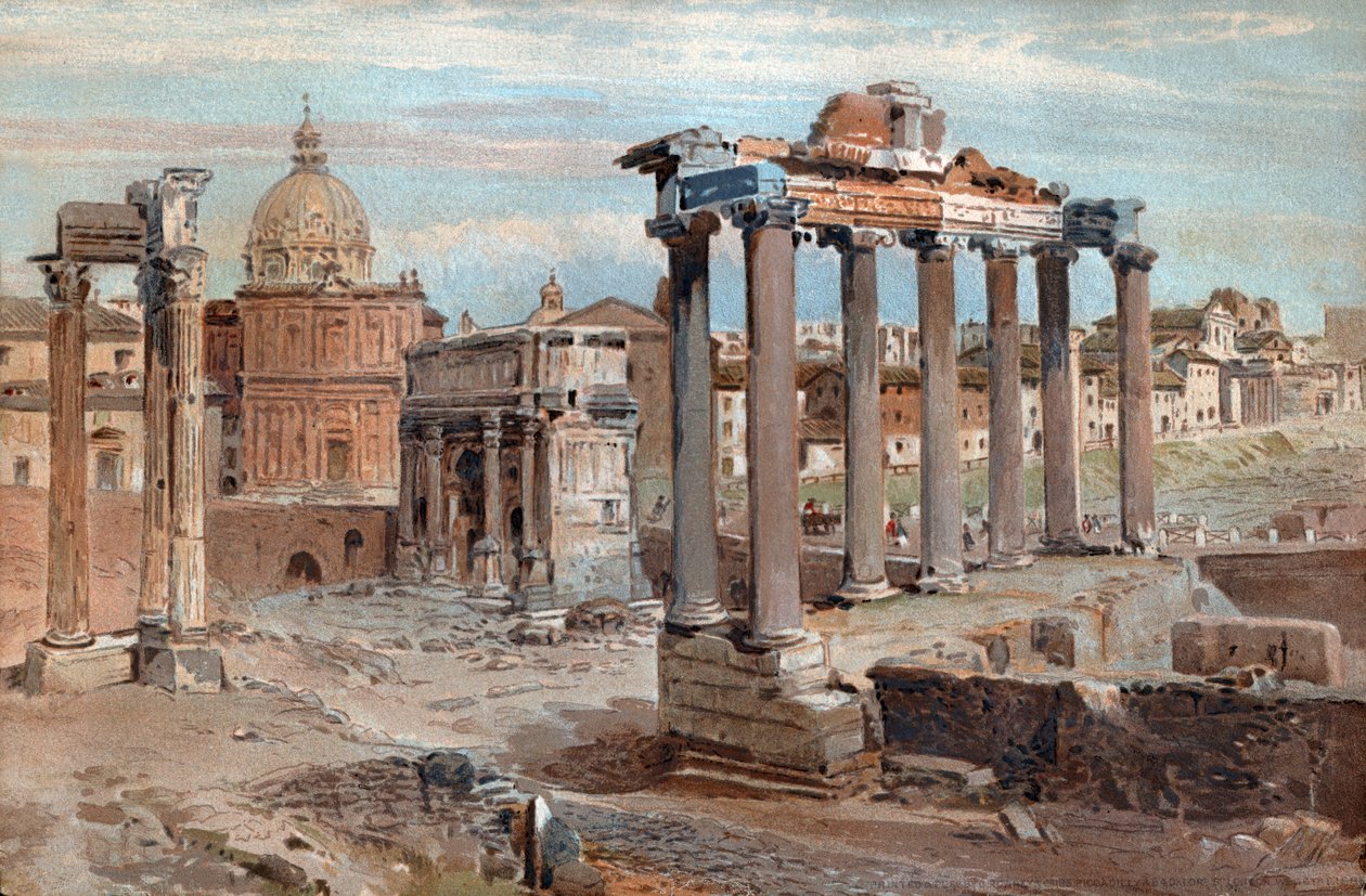 Forum Romanum. Římské fórum. (akvarel, cca 1900) od French School