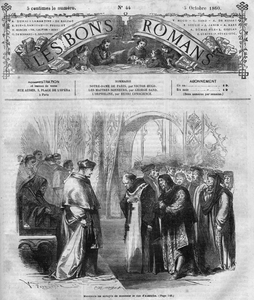 Románový seriál: ““ Notre Dame de Paris”” od Victora Huga (1802-1885). Rytina do „“Dobré románky““ od French School