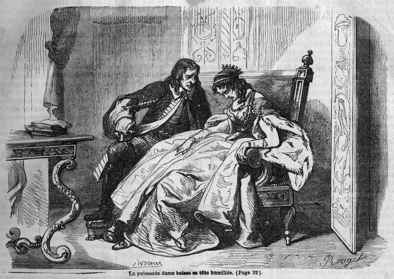 Římský seriál: „Zelené dámy“ od George Sand (Aurore Dupin, Baronne Dudevant) (1804-1876). Rytina do „“Les bons romances““ od French School