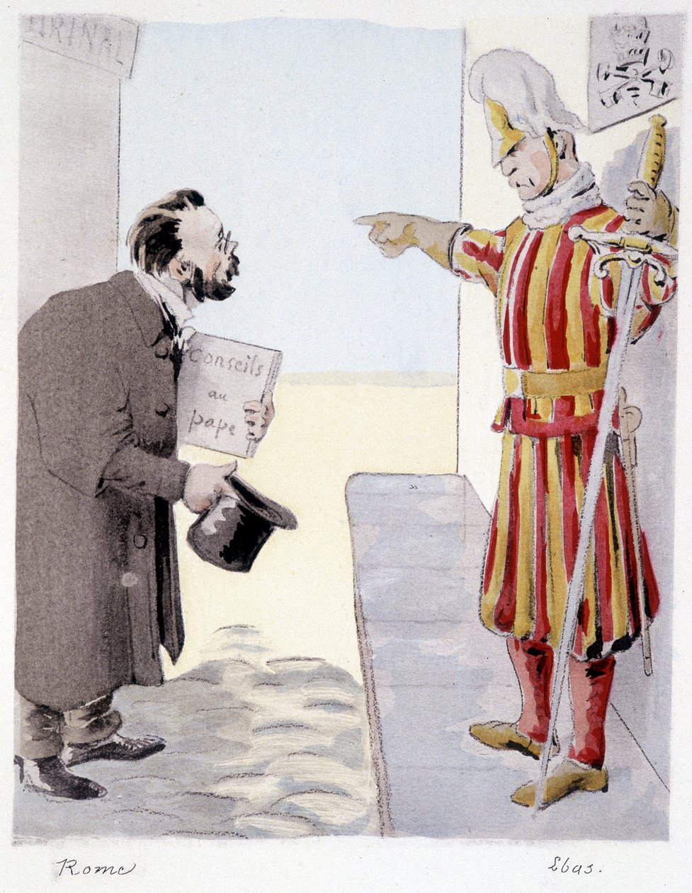 Řím - v “”Zola: 32 karikatur lustrant les romances de Zola”” od Lebourgeois, ed. Bernard & Cie, Paříž od French School