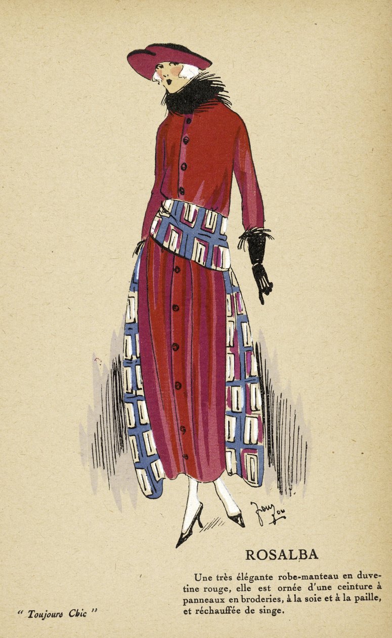 Rosalba, z knihy Toujours Chic, pub.1921-22 (pochoárový tisk) od French School