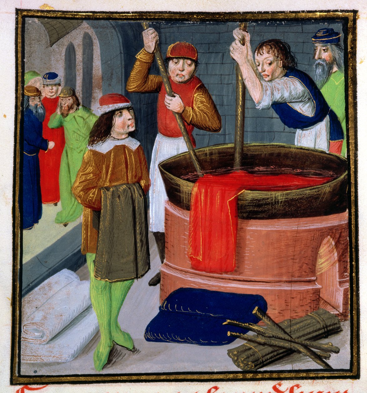 Roy 15 E III f.269 Barvení látky, z Des Proprietes des Choses od Bartholomea Anglicuse od French School