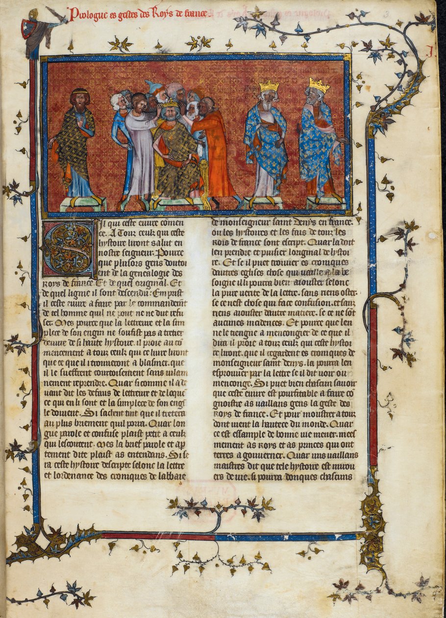 Royal 16 G. VI, f.3 The Coronation of Pharamond, ilustrace z 