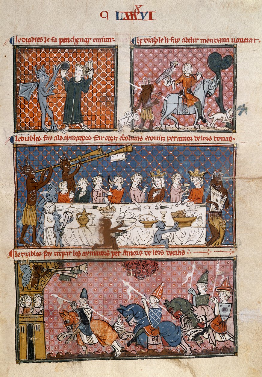 Royal 19 C. I fol. 204 Diabolic temptations, z Le Breviari d