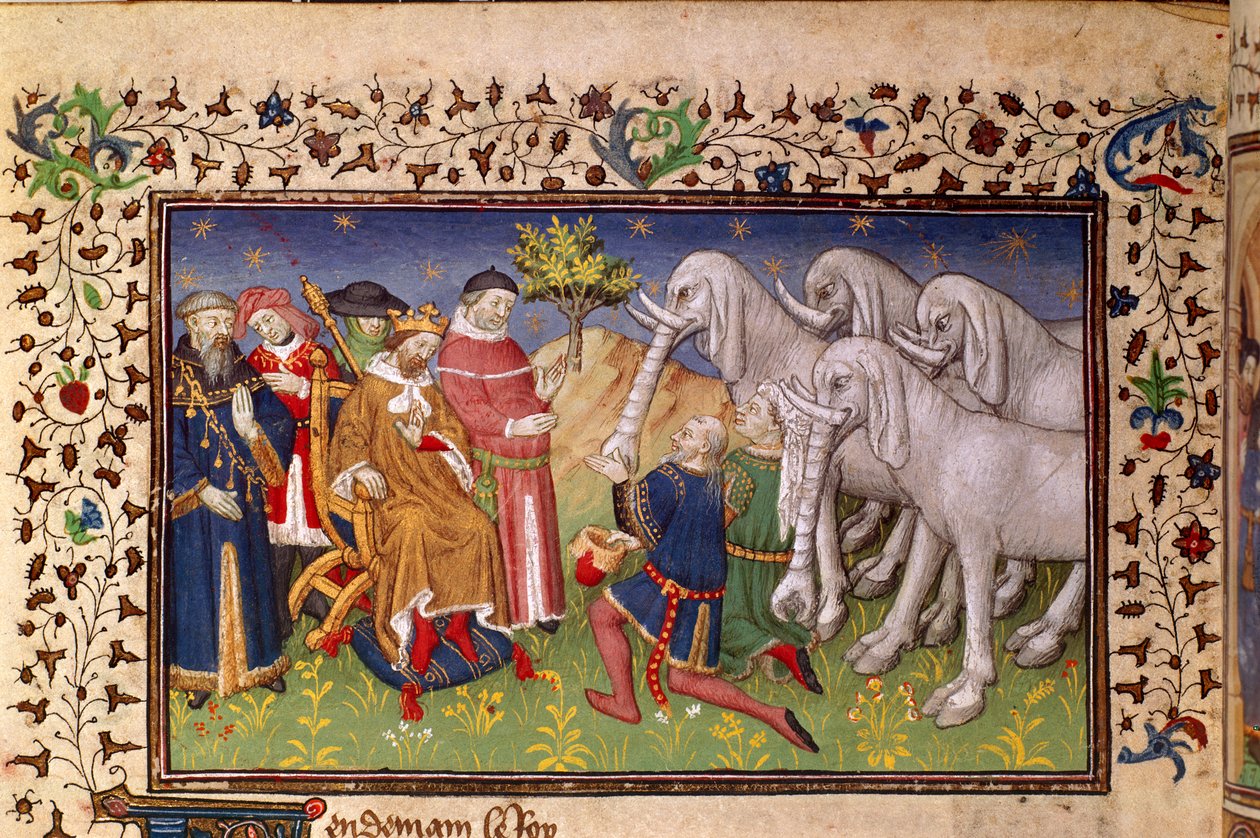 Royal 20 B. XX, fol. 82v, Alexander dostal bílé slony, z 