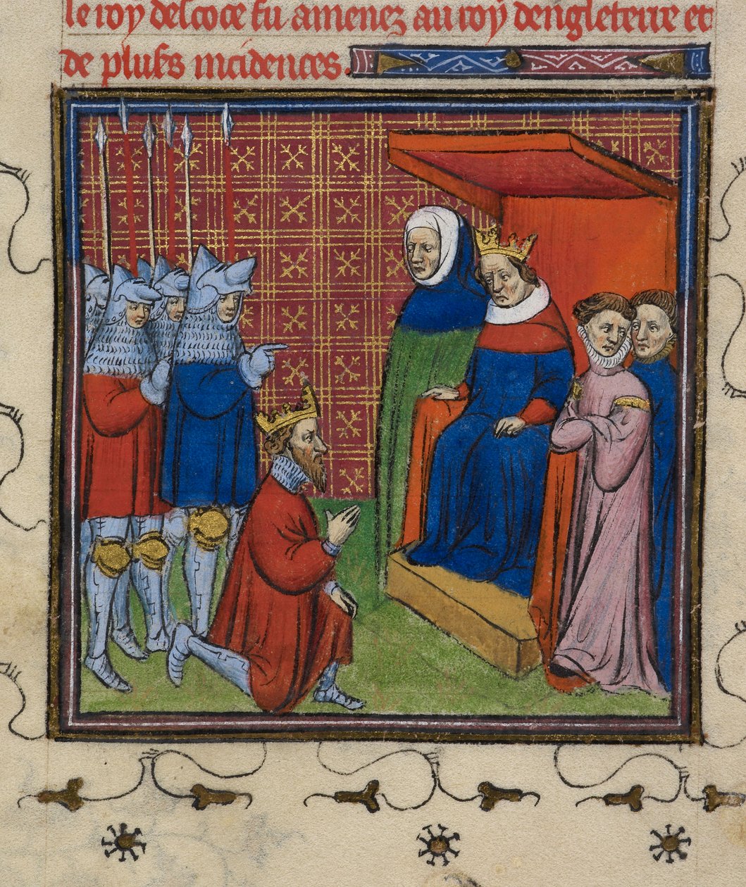 Royal 20 C.V11 John Baliol před Edwardem I., ilustrace z 