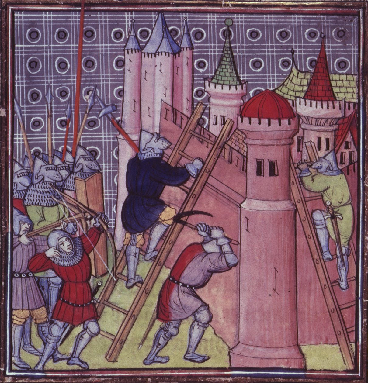 Royal 20 C.VII fol.19 Francouzi ničí Janov, z 