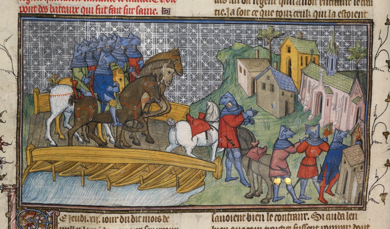 Royal 20 C. VII, f.136v Průchod Seiny, ilustrace z 
