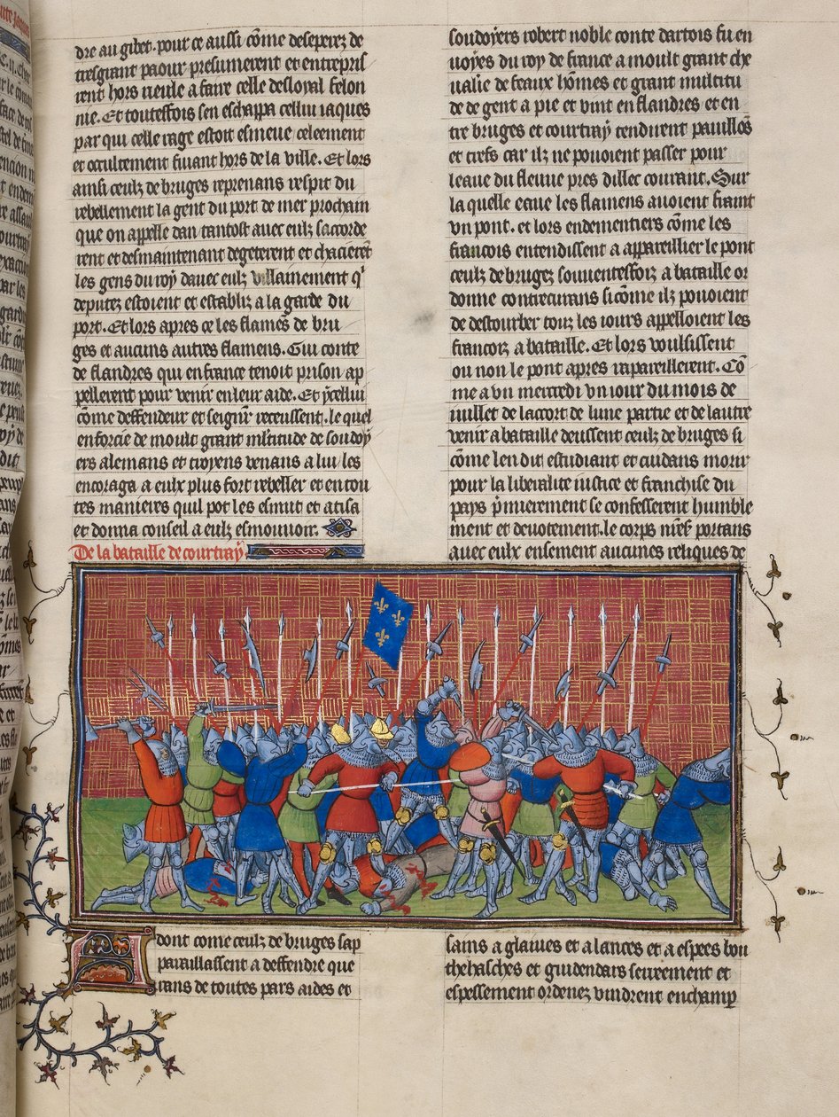 Royal 20 C. VII, f.34 Bitva u Courtrai, ilustrace z 
