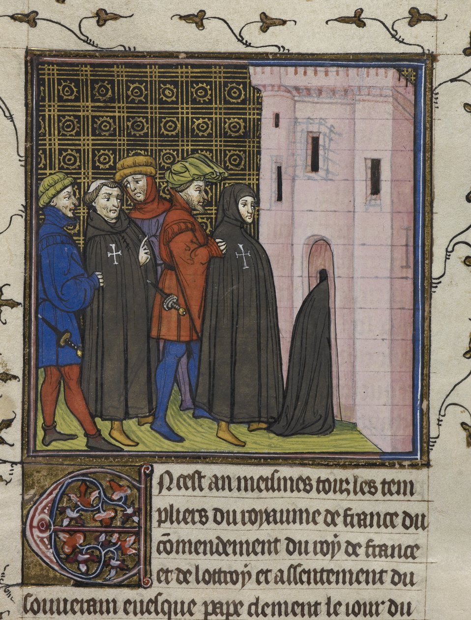 Královská 20 C. VII, f. 42v, Zatčení templářů, 13. října od French School