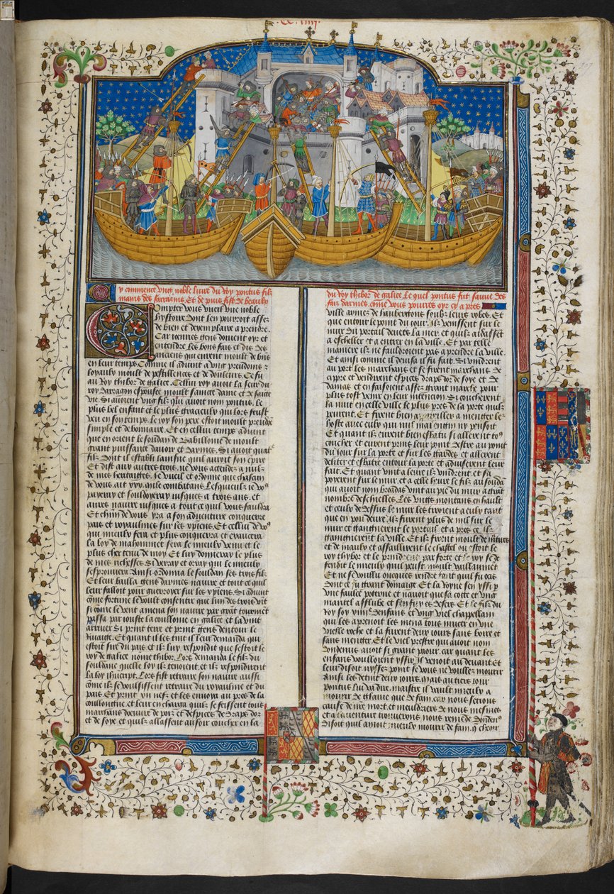 Royal MS 15 E VI, f.207 Miniatura lodí obléhajících Corunnu, z 