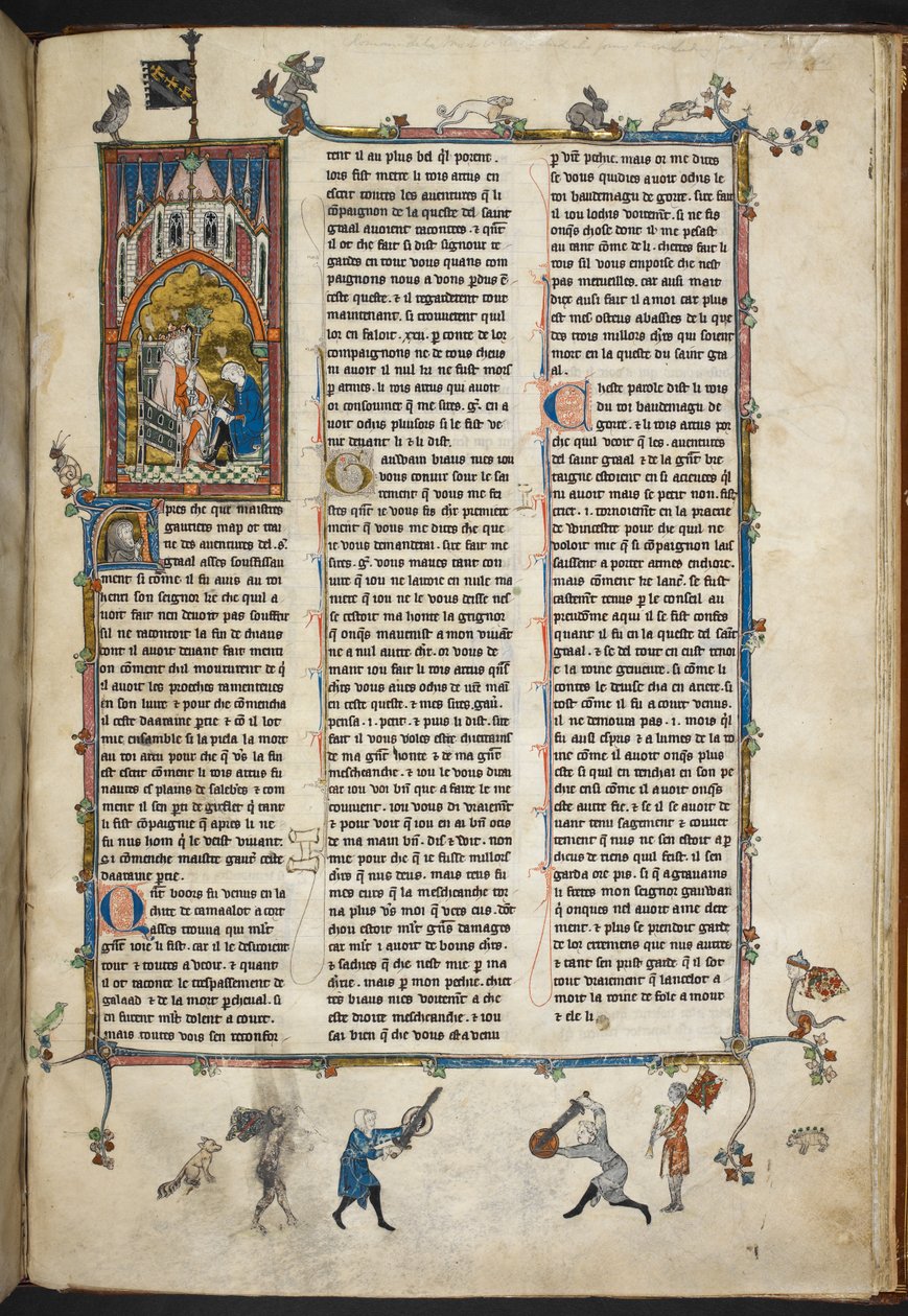 Royal Ms 14 e III f.140r Jindřich II. z Anglie s písařem, ilustrace z 