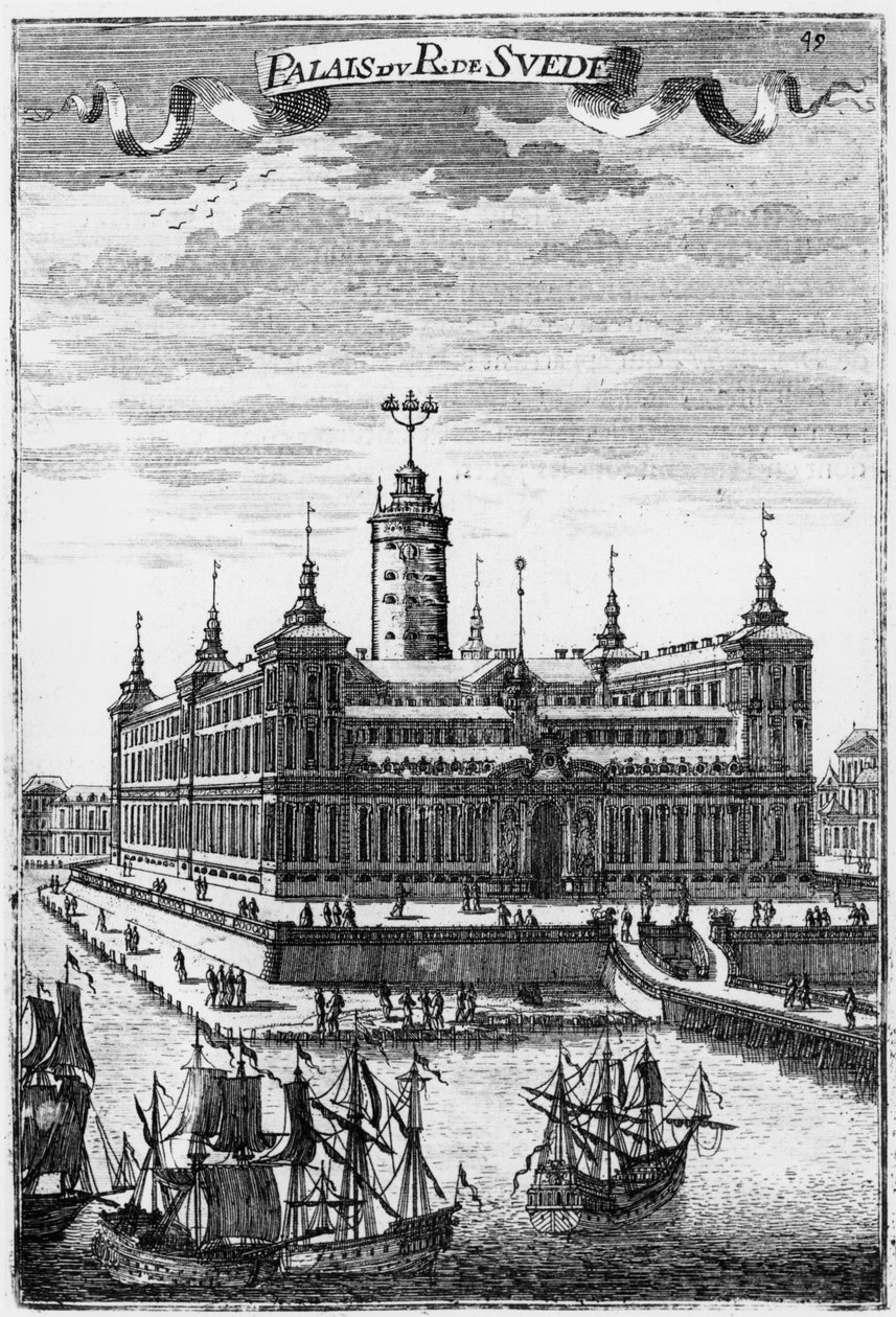 Královský palác ve Stockholmu, ilustrace z Description de lUnivers od Allaina Manessona Malleta (1630-1706), vydáno Paříž, 1683 od French School
