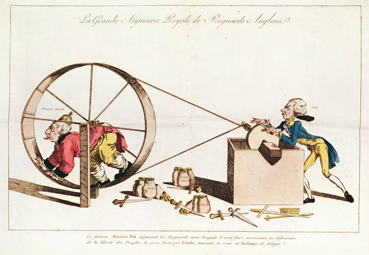 Royal Sharpening Service for Broušení anglických dýk, 1794 (ručně kolorovaný lept) od French School