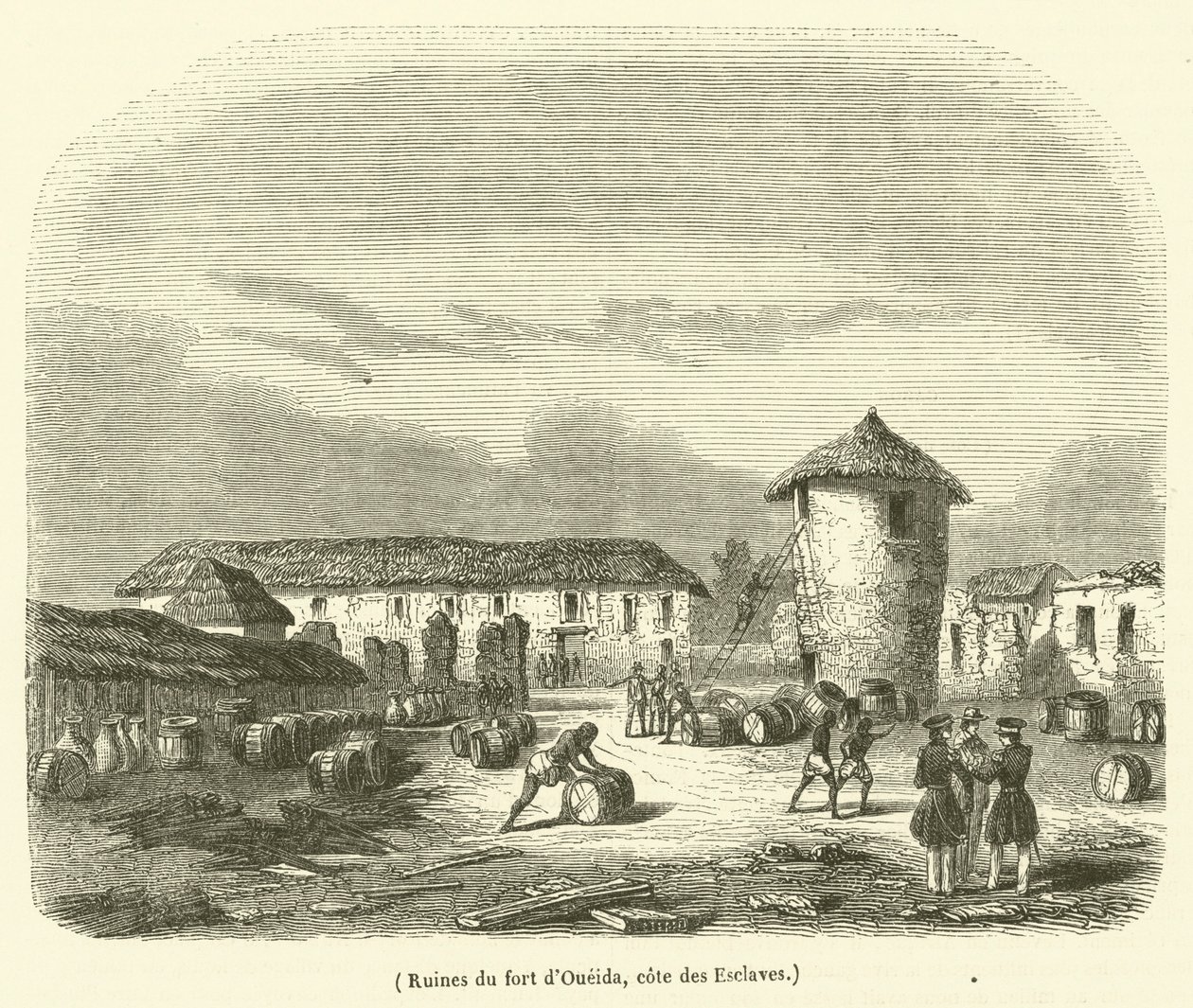 Zřícenina pevnosti Oueida, cote des Esclaves (rytina) od French School