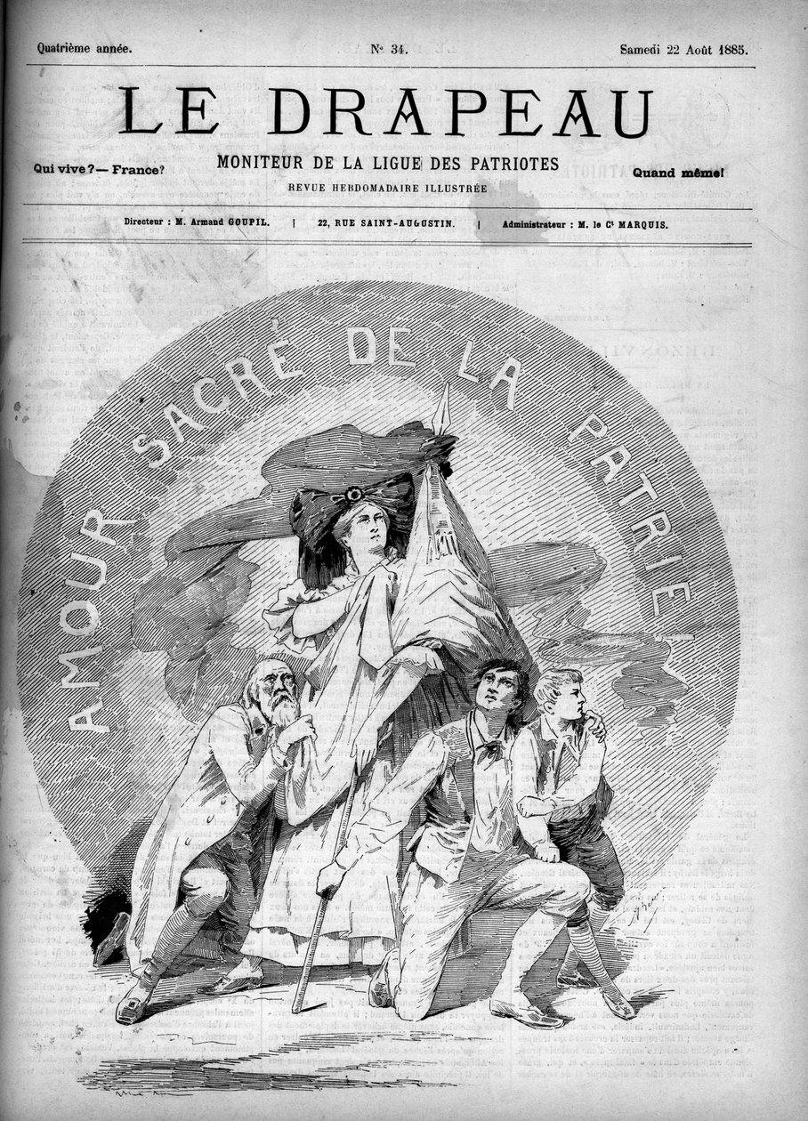 Sacred Love of the Fatherland – obálka „The Flag – Monitor of the League of Patriots“ – 22. srpna od French School