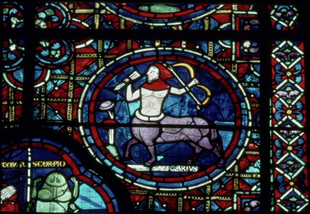 Střelec, z okna Zodiac, 13. století od French School