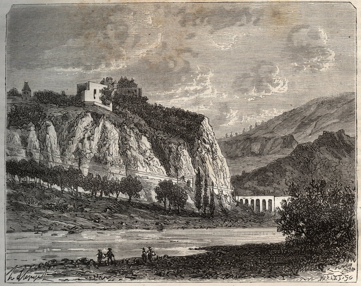 Saint-Paul-en-Cornillon (Saint Paul en Cornillon) - Loire, v regionu Rhone-Alpes - rytina v „La France illustree: geografie, historie, statistická správa“ od V.-A. Sladově hnědá. 1884 od French School