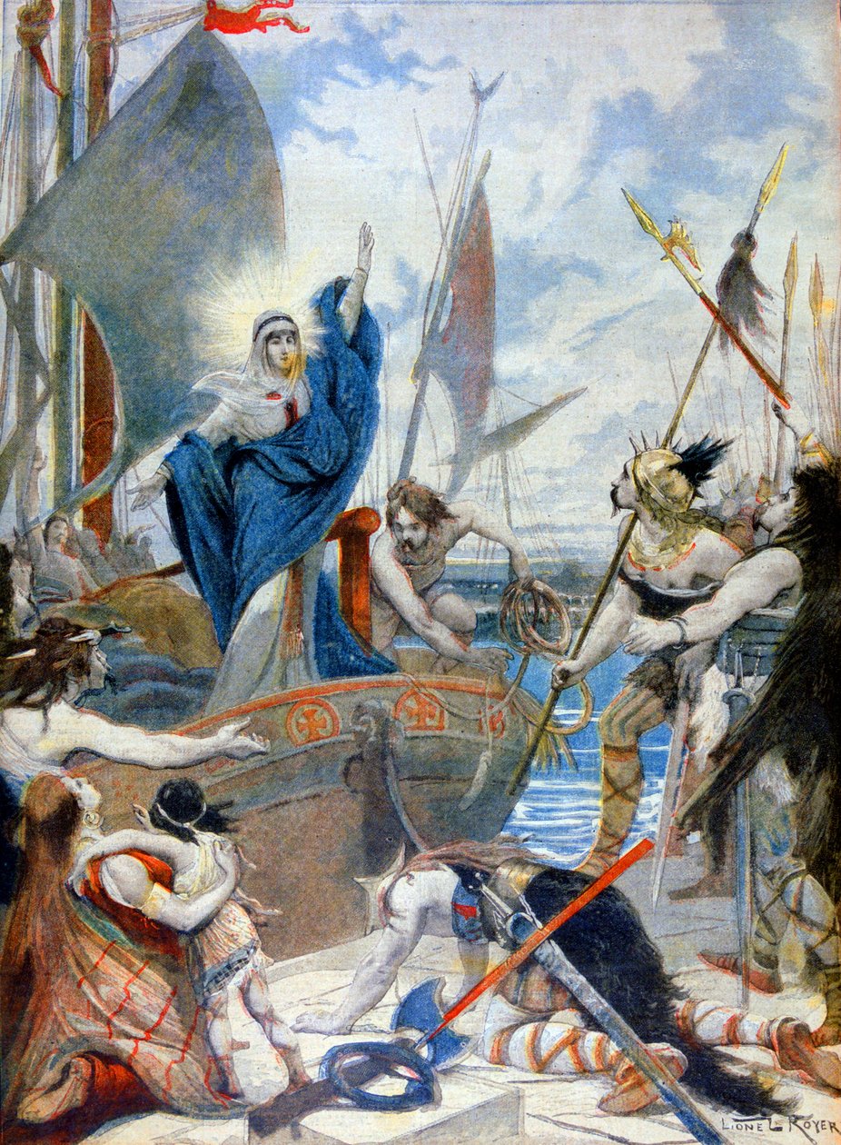 Svatá Genevieve a Attila od French School